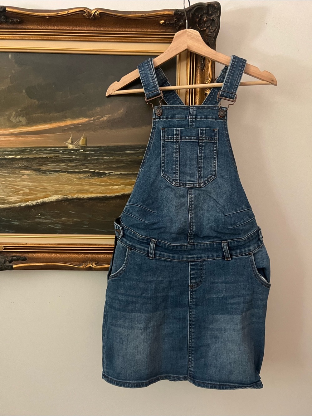 Thyme Maternity Blue Jean Pinafore
